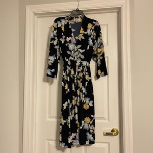 Fun, flirty and floral blue and yellow dress.